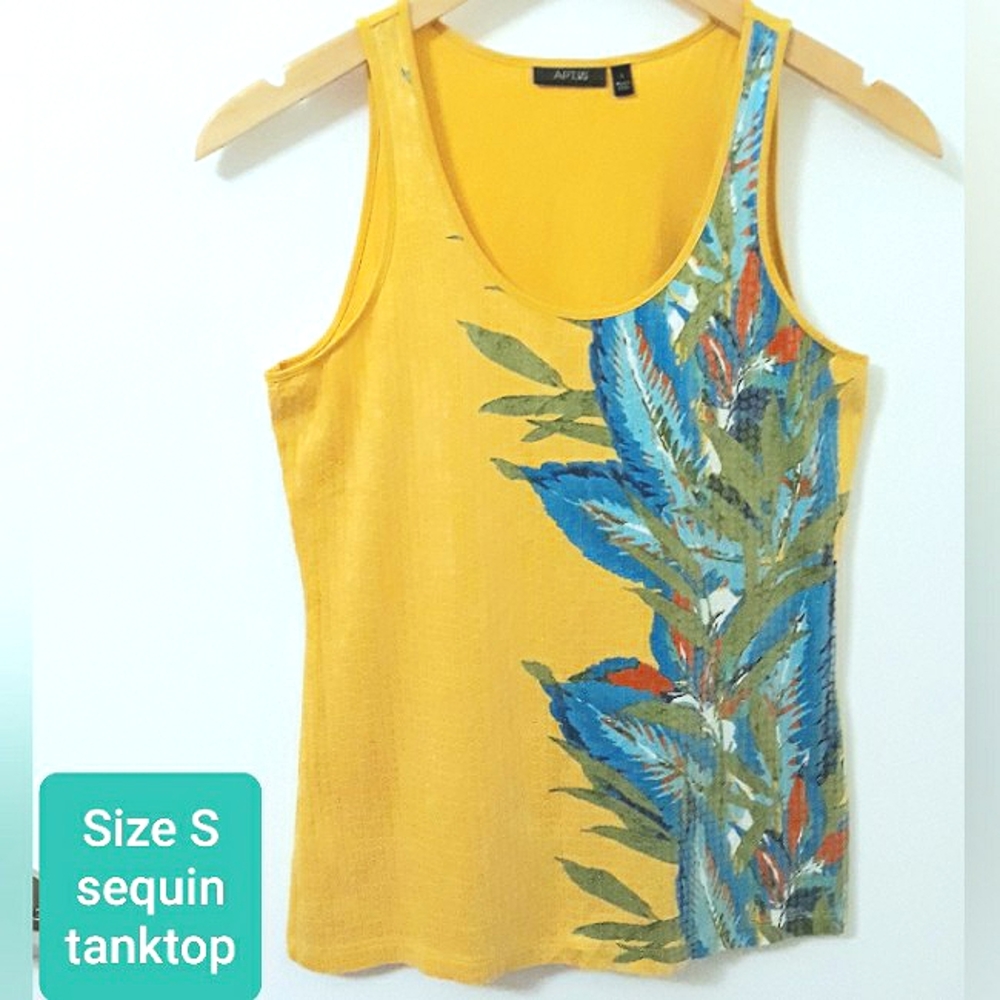 NWOT Yellow Sequin Tank Top